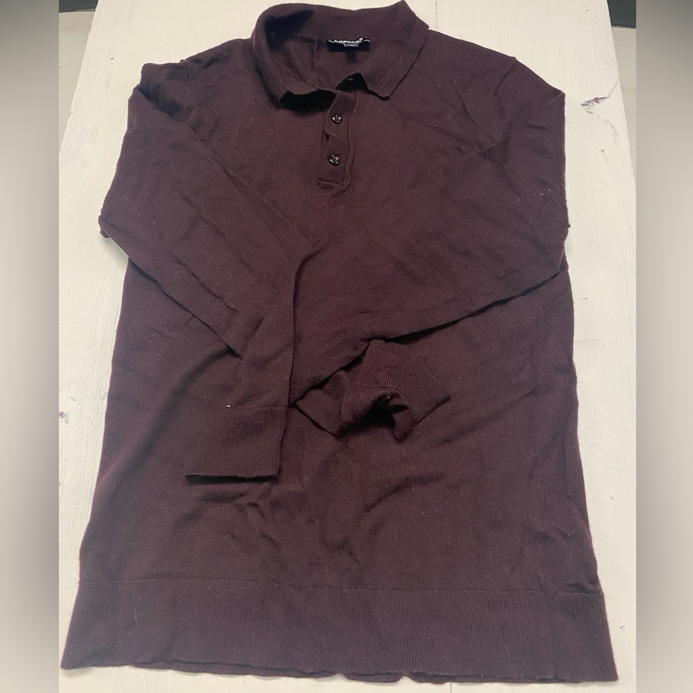 Express Men’s Merino Wool Three-Button Polo Sweater, Size Small